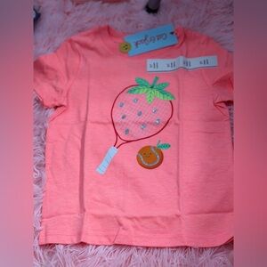 Cat & Jack Coral Pink Strawberry Tennis Graphic Tee